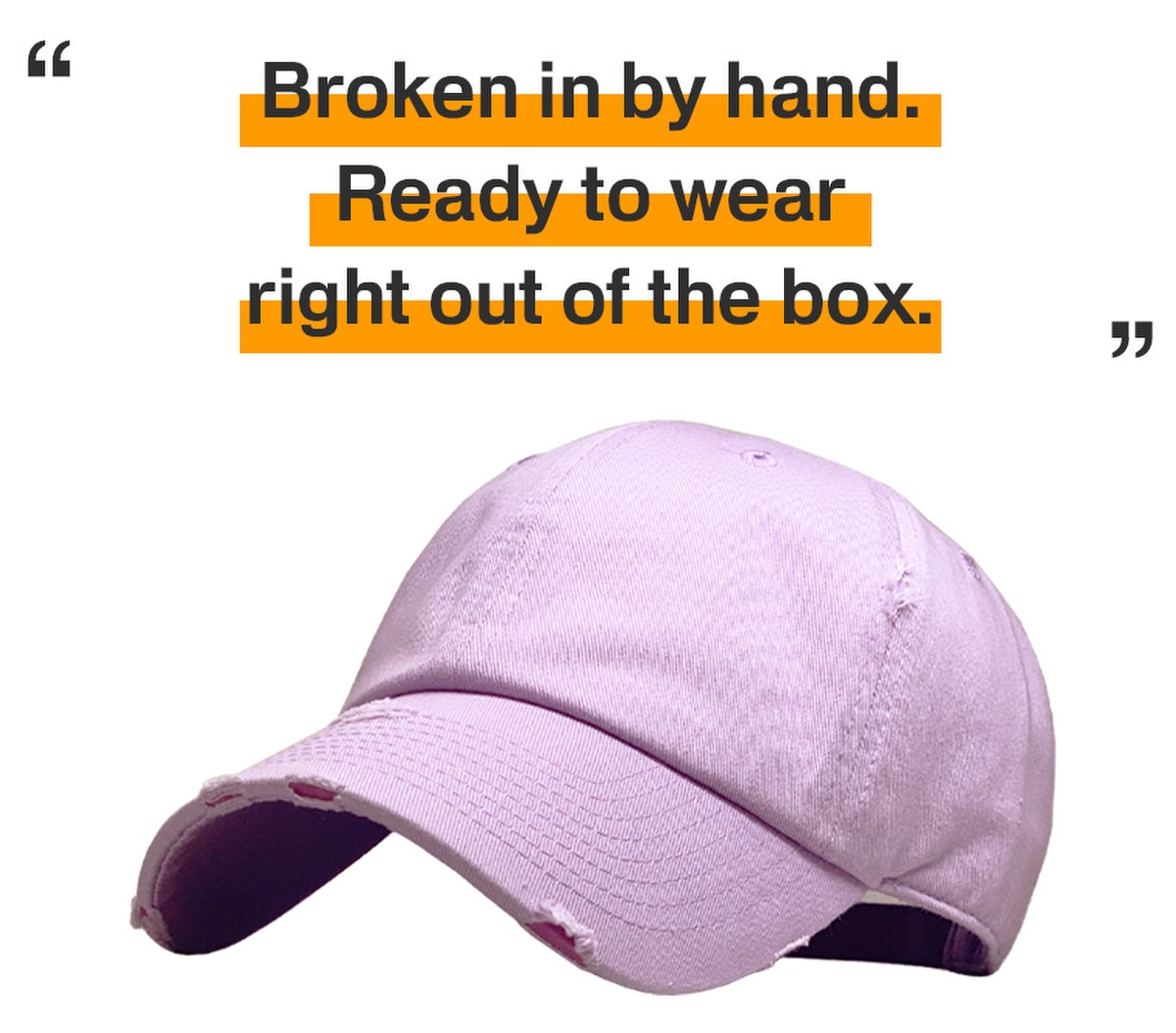 Lavender Distressed Vintage Baseball Cap Front Side View